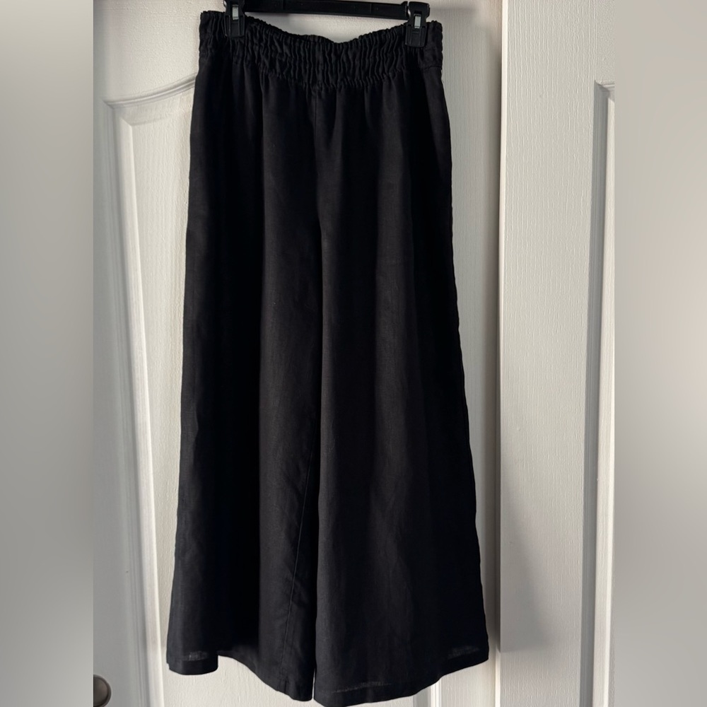 ANTHROPOLOGIE The Somerset Pull-On Pants: Linen Edition Black SIZE S